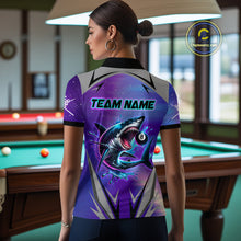 Load image into Gallery viewer, Personalized Shark 8 Ball Pool Billiard Shirt For Women Custom Purple Blue Billiard Team Jersey TDM4367