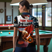 Load image into Gallery viewer, Custom American Flag Eagle 8 Ball Pool Vintage Billiard Shirts For Women, Patriotic Billiard Jerseys TDM3990