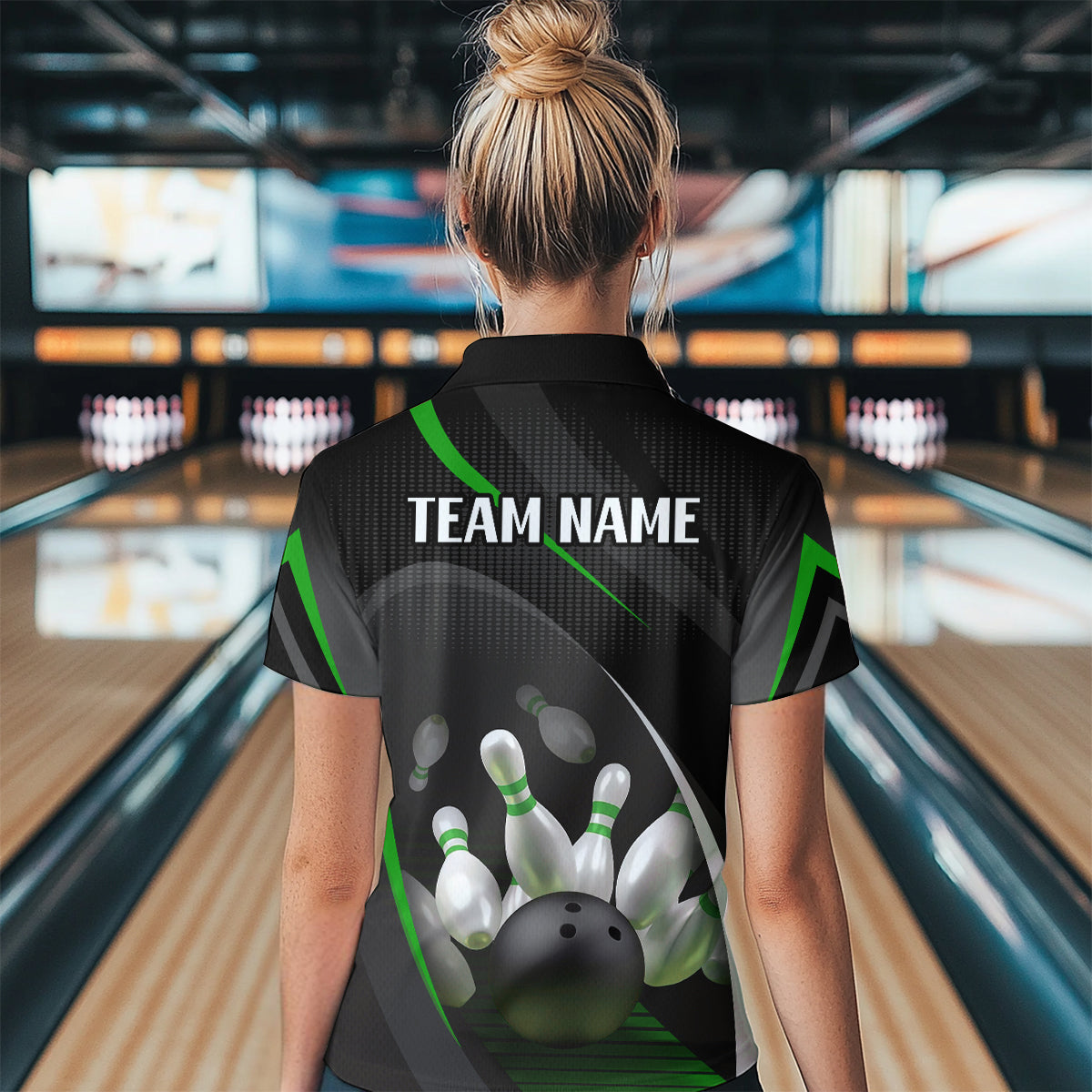 Green Bowling Shirts for Men Women Team Custom Bowling Polo & Quarter Zip Shirt MBL71