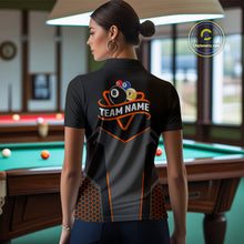 Load image into Gallery viewer, Personalized 8&amp;9 Ball Pool Billiard Polo, 1/4 Zip For Women Custom Team Billiard Jersey|Orange TDM4049