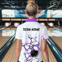 Load image into Gallery viewer, Purple Vintage Bowling Custom Women Bowling Shirt Polo &amp; Quarter-Zip Bowling Team Jerseys HNT68