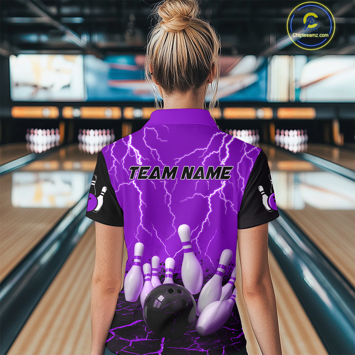 Purple Thunder Lightning & Lava Bowling Shirt for Men Women Team Bowling Jersey MBL92