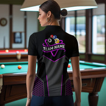 Load image into Gallery viewer, Personalized Billiard 8 Ball &amp; 9 Ball Pool Polo, 1/4 Zip For Women Custom Team Billiard Jersey|Purple TDM3582