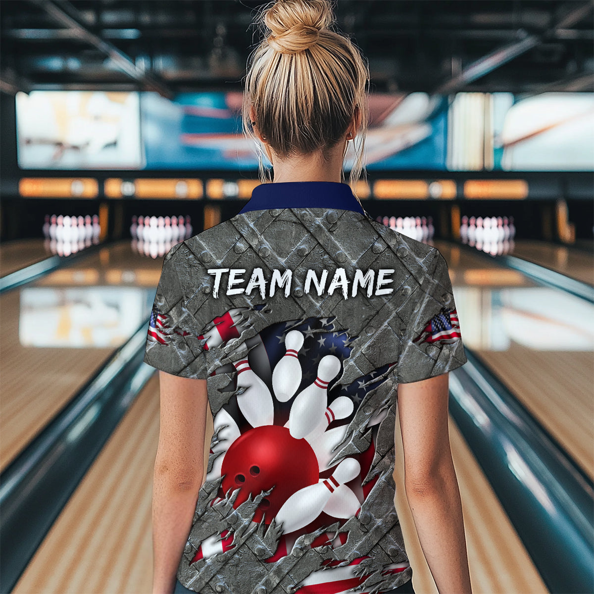 American Flag Bowling Shirt for Men and Women Patriotic Bowling Jere for Bowlers MBL38