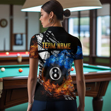 Load image into Gallery viewer, Custom Flame 8 Ball Billiard Shirts for Women Billiard Team Jerseys Polo &amp; 1/4 Zip Shirts NNT46