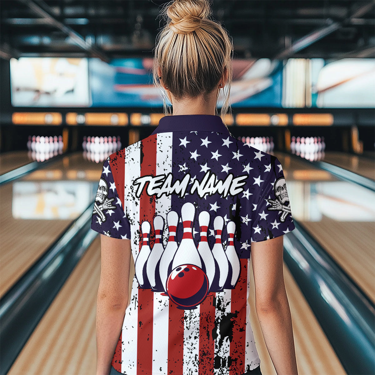 US Patriotic Bowling Shirts Custom American Bowling Jersey for Men Women Team MBL62