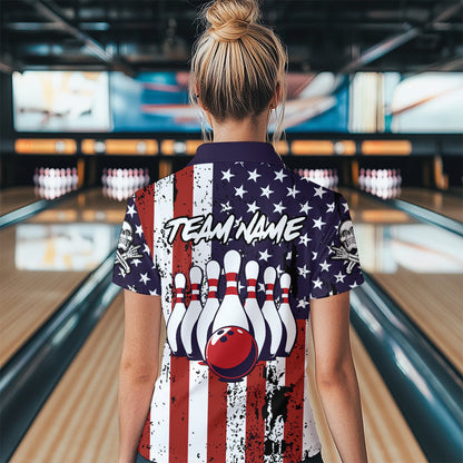 US Patriotic Bowling Shirts Custom American Bowling Jersey for Men Women Team MBL62
