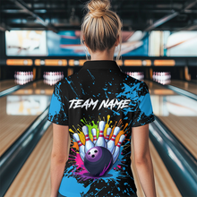Load image into Gallery viewer, Custom Blue Watercolor Bowling Shirts for Men Women Team Funny Bowling Jersey MBL45