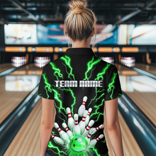 Load image into Gallery viewer, Thunder Lightning Green Bowling Shirt Custom Bowling Jersey for Men Women Team MBL66