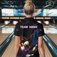 Load image into Gallery viewer, Purple Thunder US Flag Eagle Bowling Shirts for Women Team Bowling Polo &amp; Quarter-Zip HNT96