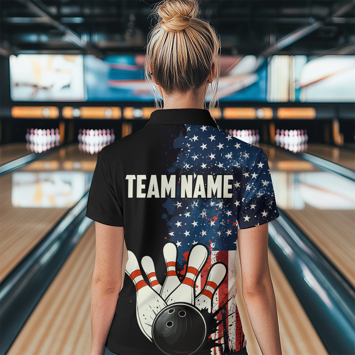 American Flag Bowling Shirt for Men Women Custom Patriotic Bowling Shirt Bowling Apparel MBL02
