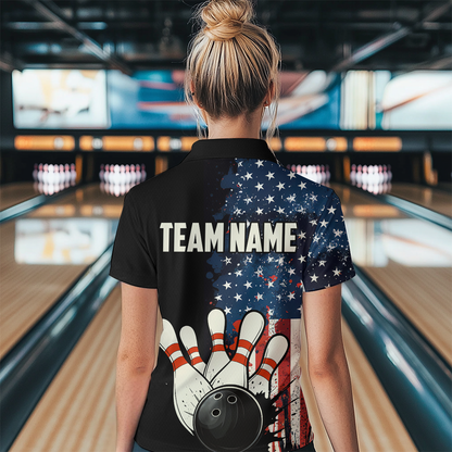 American Flag Bowling Shirt for Men Women Custom Patriotic Bowling Shirt Bowling Apparel MBL02