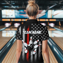 Load image into Gallery viewer, US Red Flag Bowling Shirt for Women Custom Name Polo &amp; Quarter-Zip Bowling Jersey Bowling Team Shirt HNT23