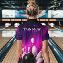 Load image into Gallery viewer, Purple Galaxy Bowling Shirts for Men Women Custom Team Bowling Jersey for Bowlers MBL125
