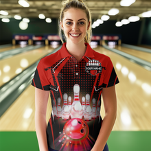 Load image into Gallery viewer, Personalized Bowling Shirt Bowling Team Jersey Bowling Quarter-Zip Shirt Women QZT59