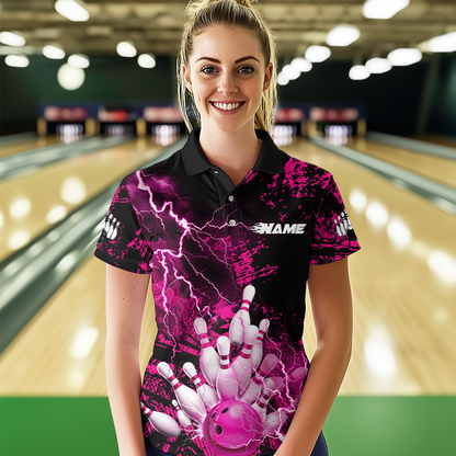 Pink Thunder Lightning Bowling Shirt Custom Colorful Bowling Jersey Men Women Team MBL67