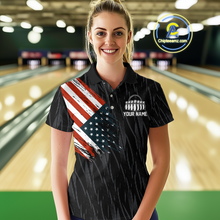 Load image into Gallery viewer, Custom American Flag Eagle Bowling Women Polo &amp; 1/4 Zip Shirts Bowling Team Jerseys HNT89