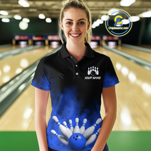 Load image into Gallery viewer, Blue Smoke Bowling Shirts for Men Women Team Personalized Bowling Polo and Quarter Zip MBL130