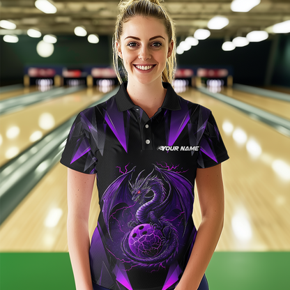 Purple Dragon Personalized Bowling Shirts For Women, Bowling Team Shirt Polo & Quarter-Zip HNT40