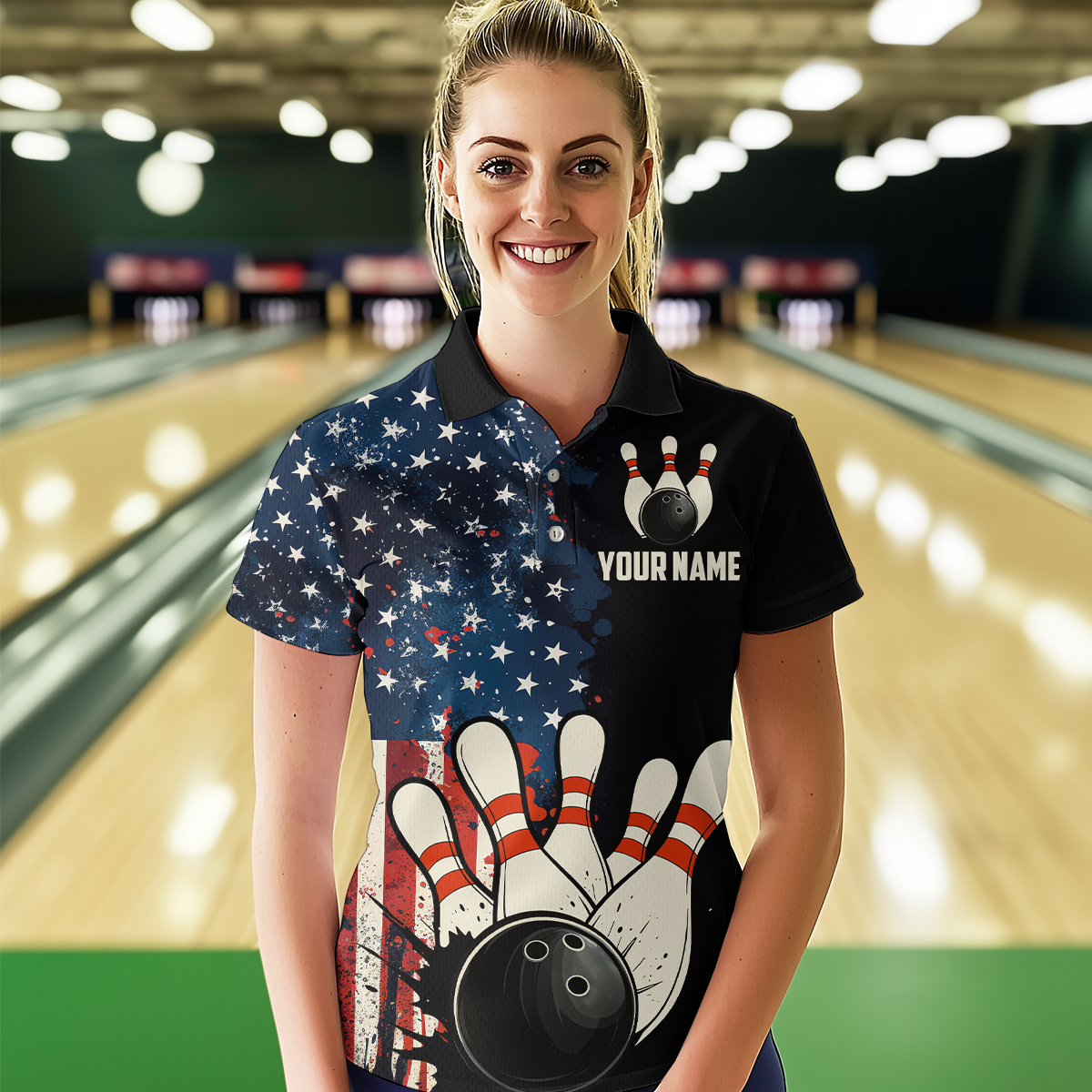 American Flag Bowling Shirt for Men Women Custom Patriotic Bowling Shirt Bowling Apparel MBL02
