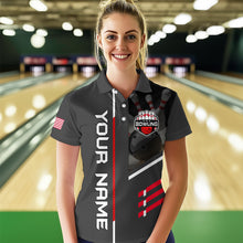Load image into Gallery viewer, Personalized US Flag Eagle Bowling Shirt Bowling Jersey for Women Polo &amp; 1/4 Zip Shirt Team League HNT24