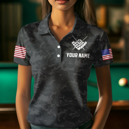 Billiard Shirt for Women US Flag Eagle Billiard Jersey 8 Ball Billiard for Women Team Shirt NNT24