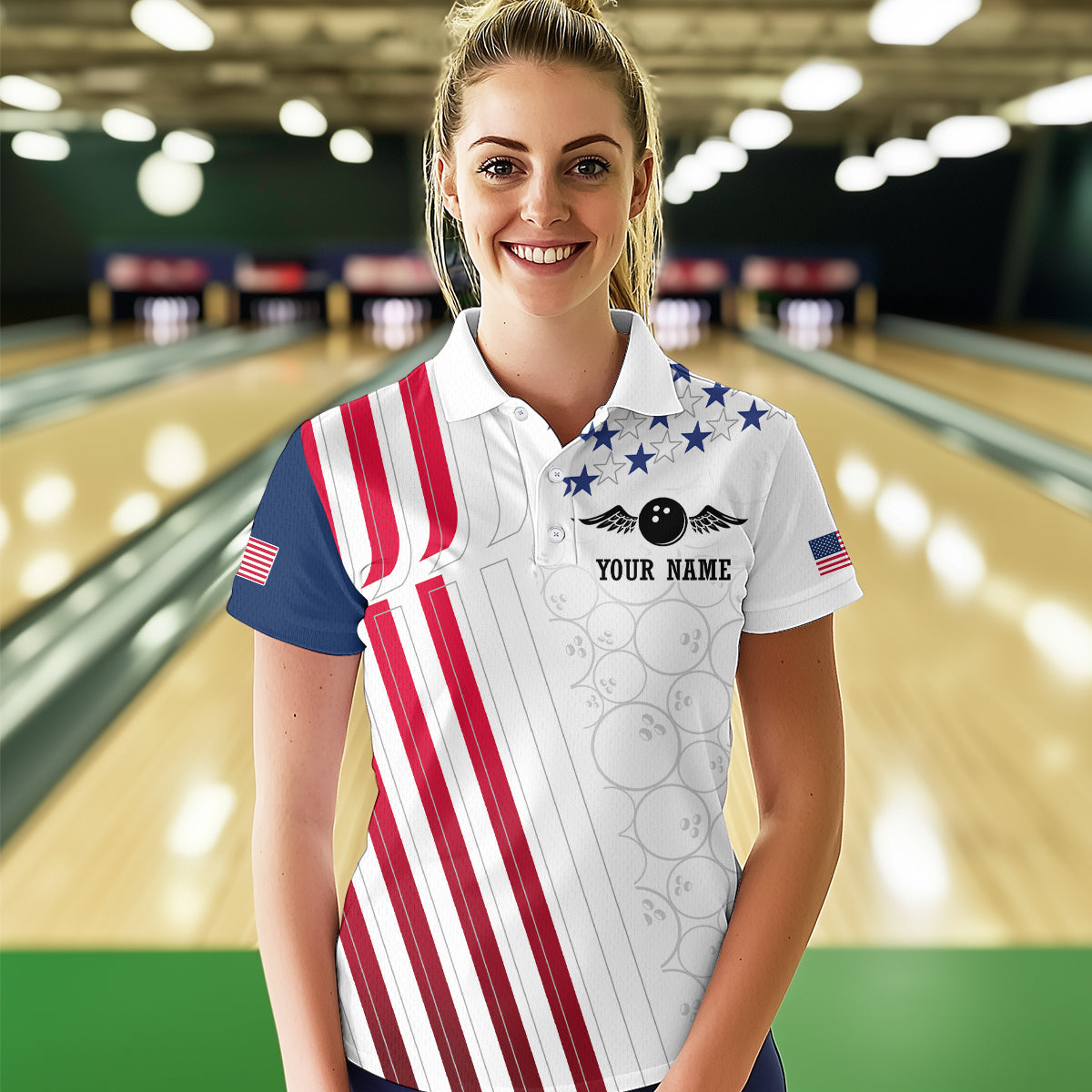 American Flag Bowling Shirts for Men Women Team Bowling Shirt Patriotic Bowling Shirt MBL08