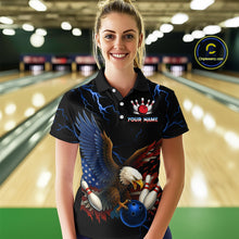 Load image into Gallery viewer, Blue Thunder US Flag Eagle Bowling Shirts for Women Team Bowling Polo &amp; Quarter-Zip HNT96