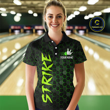 Load image into Gallery viewer, Custom Strike Green Bowling Women Bowling Shirt Polo &amp; Quarter-Zip Bowling Team Jerseys HNT79