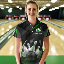 Load image into Gallery viewer, Green Bowling Shirts for Men Women Team Custom Bowling Polo &amp; Quarter Zip Shirt MBL71