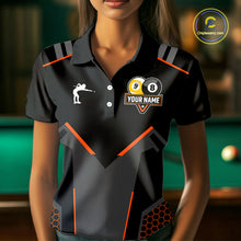 Load image into Gallery viewer, Personalized 8&amp;9 Ball Pool Billiard Polo, 1/4 Zip For Women Custom Team Billiard Jersey|Orange TDM4049