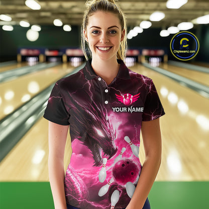 Custom Dragon Bowling Shirt Pink Thunder Bowling Jersey for Men Women Team MBL82