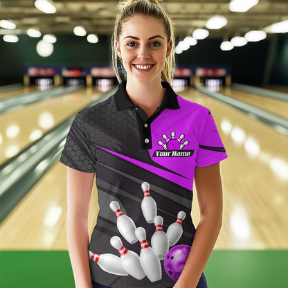 Purple Bowling Shirt for Men&Women Team Bowling Jersey Colorful Bowling Polo & 1/4 Zip MBL49