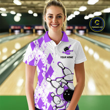 Load image into Gallery viewer, Purple Vintage Bowling Custom Women Bowling Shirt Polo &amp; Quarter-Zip Bowling Team Jerseys HNT68
