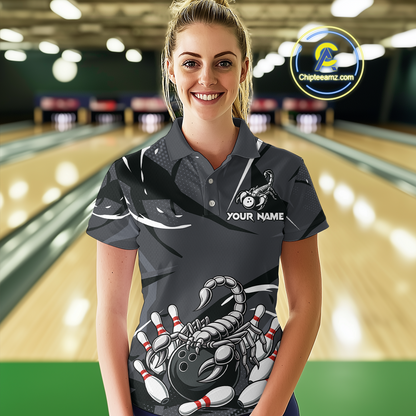 Custom Scorpio Zodiac Bowling Women Bowling Shirt Polo & Quarter-Zip Bowling Team Jerseys HNT59