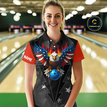 Load image into Gallery viewer, Eagle US Flag Bowling Custom Women Bowling Shirt Polo &amp; Quarter-Zip Bowling Team Jerseys HNT67