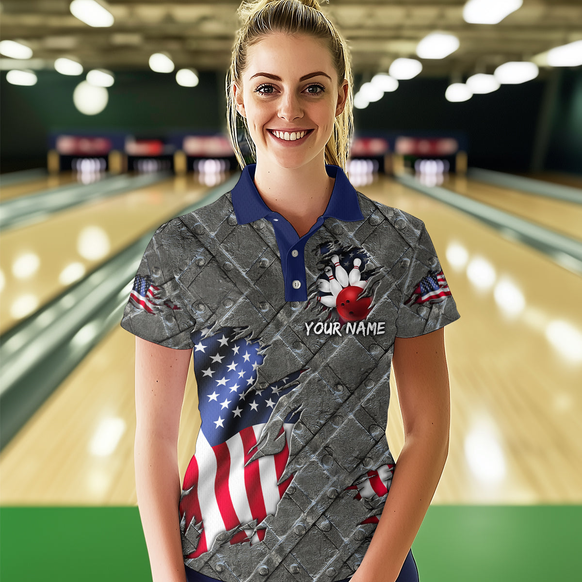American Flag Bowling Shirt for Men and Women Patriotic Bowling Jere for Bowlers MBL38