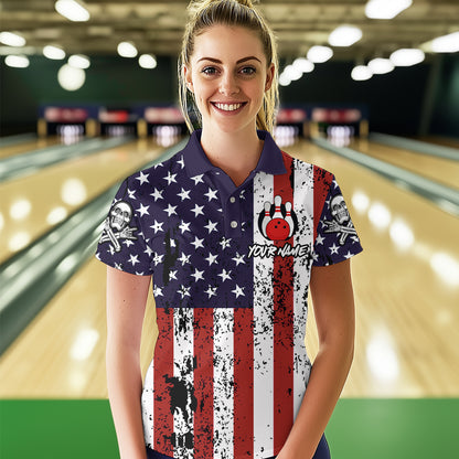 US Patriotic Bowling Shirts Custom American Bowling Jersey for Men Women Team MBL62