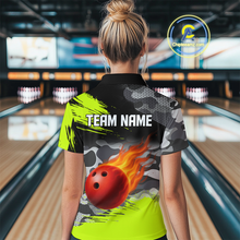 Load image into Gallery viewer, Custom Lime Green Bowling Shirt for Men Women Team Bowling Jerseys Polo 1/4 Zip MBL100