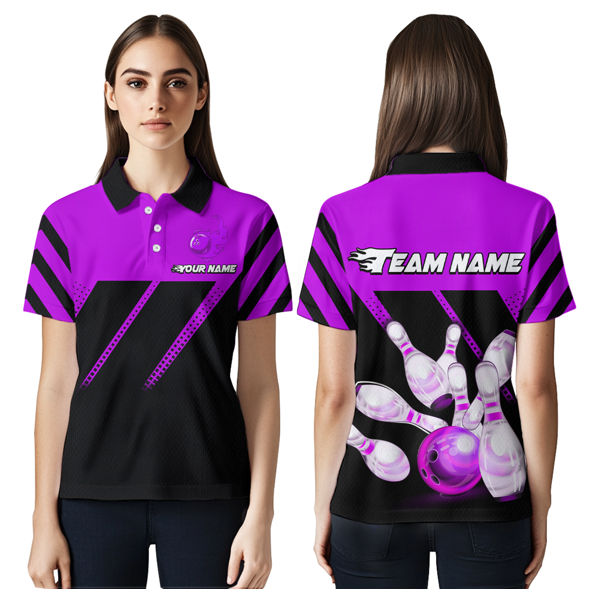 Purple Bowling Shirt Custom Bowling Jersey for Men Women Bowling Polo&1/4 Zip Shirts MBL51