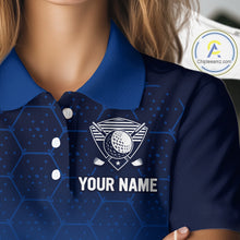 Load image into Gallery viewer, Blue Pattern Women Golf polo shirts custom Team name golf outfit for ladies, unique golf gifts NQS9874