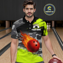 Load image into Gallery viewer, Custom Lime Green Bowling Shirt for Men Women Team Bowling Jerseys Polo 1/4 Zip MBL100