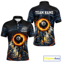 Load image into Gallery viewer, Personalized Funny Wolf 8 Ball Pool Men Billiard Polo &amp; 1/4 Zip, Billiard Shirt, Billiard Team Jerseys NNT144