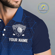 Load image into Gallery viewer, Blue Pattern Mens Golf polo shirts custom Team name golf outfit for men, unique golf gifts NQS9874