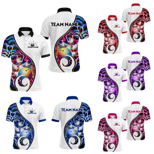 Custom Bowling Team Polo Shirts for Men - Personalized Abstract Bowling Jersey YYD0079