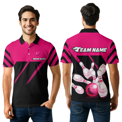 Pink Bowling Shirt Custom Bowling Jersey for Men Women Bowling Polo&1/4 Zip Shirts MBL51