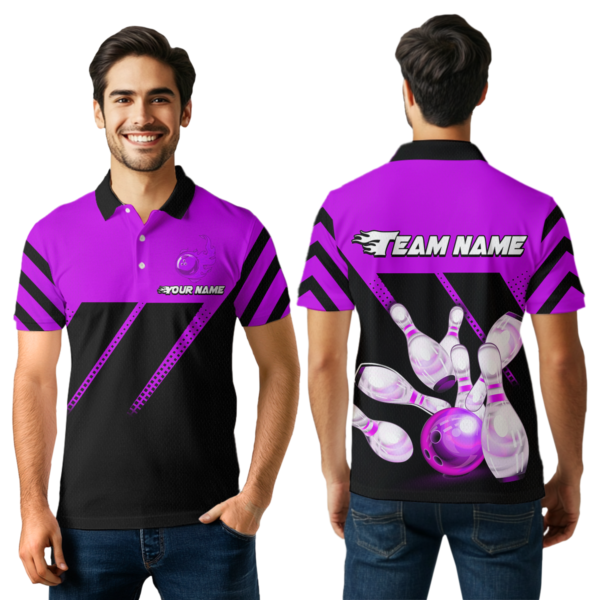 Purple Bowling Shirt Custom Bowling Jersey for Men Women Bowling Polo&1/4 Zip Shirts MBL51