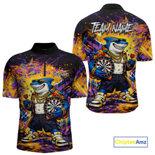 Load image into Gallery viewer, Custom Funny Shark Dart Shirts for Men Darts Team Jerseys Dart Tournament Polo &amp; 1/4 Zip NNT136