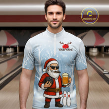 Load image into Gallery viewer, Funny Beer Santa Christmas Custom Bowling Jersey for Men Bowling Team Shirts Polo &amp; 1/4 Zip HNT141