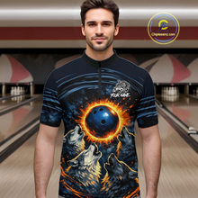 Load image into Gallery viewer, Wolf Bowling Jersey for Men Polo &amp; 1/4 Zip Custom Wolf Bowling Team Shirts Bowling League HNT205